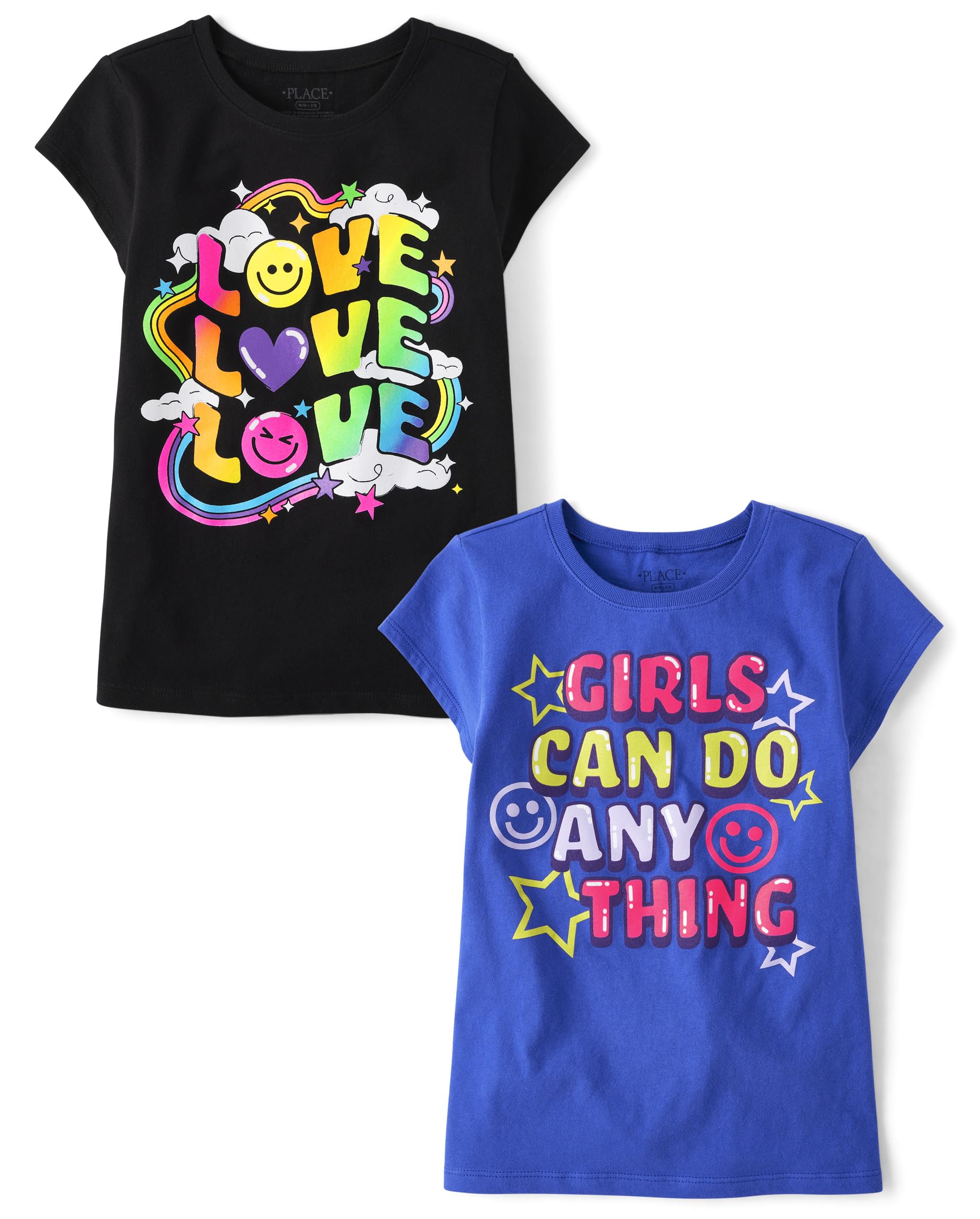 The Children's Place Girls' 2-Pack Short Sleeve Graphic T-Shirt