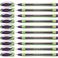 Xpress Premium Fineliner, 0.8 mm Porous Point, Light Green Barrel, Violet Ink, Box of 10 (190008),Purple