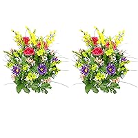 GPB4328-FRESH Mix-2 Artificial Dahlia, Morning Glory and Ranunculus and Blossom Fillers Mixed Bush - 30 Stems, Large, Set of 2