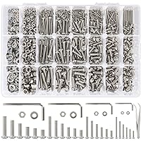 1255x 𝟐𝟒 𝐒𝐢𝐳𝐞 M2 M3 M4 M5 Hex Button Head Cap Screw Bolts and Nuts Kit, 𝟖𝐦𝐦 𝐭𝐨 𝟐𝟓𝐦𝐦, 304 Stainless Steel Nuts and Bolts Assortment Kit Metric Machine Screws 8/10/12/16/20/25mm