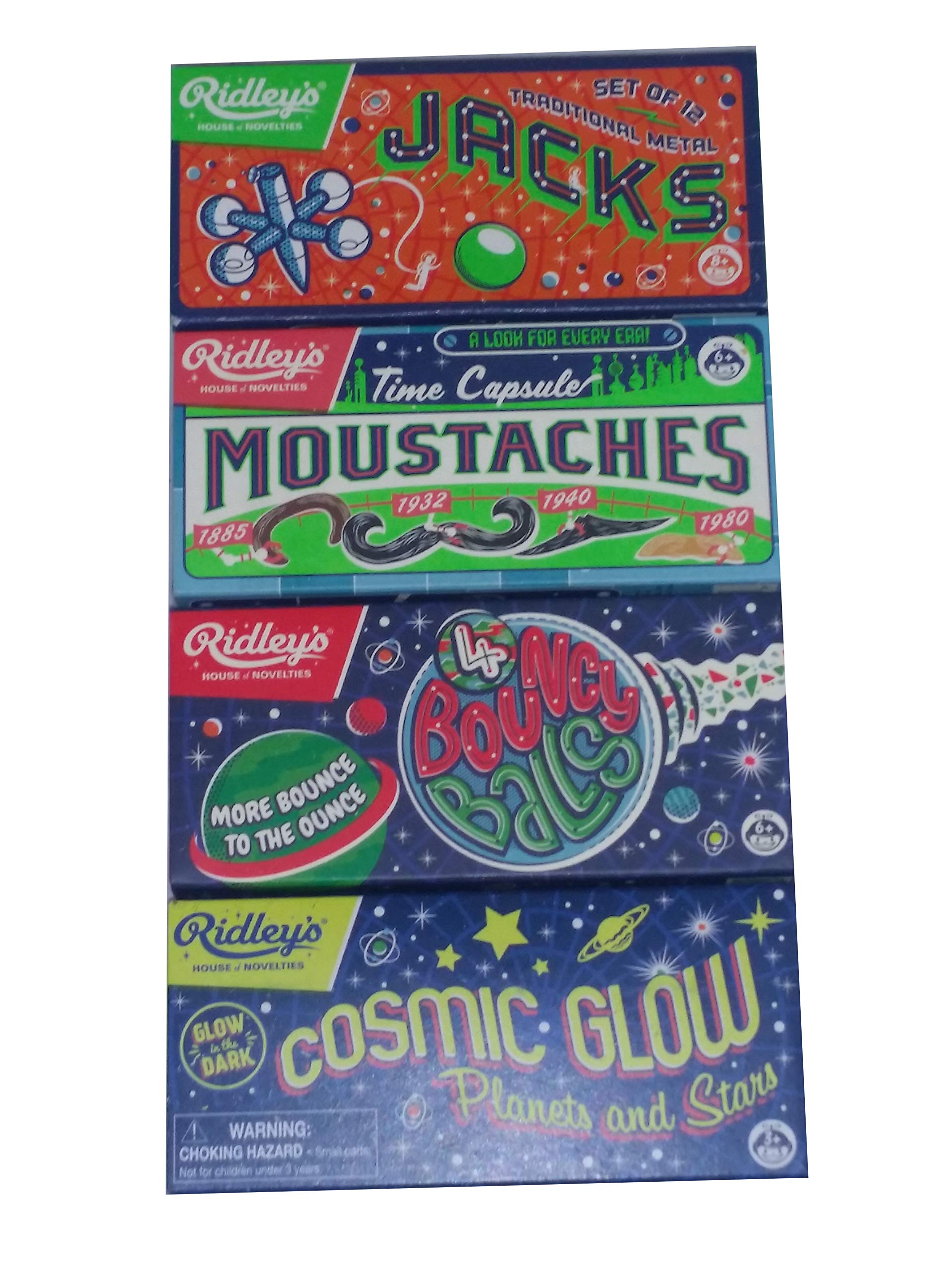 Ridley's Lot 4 Games Jacks, Moustaches, Bouncy Balls and Cosmic Glow