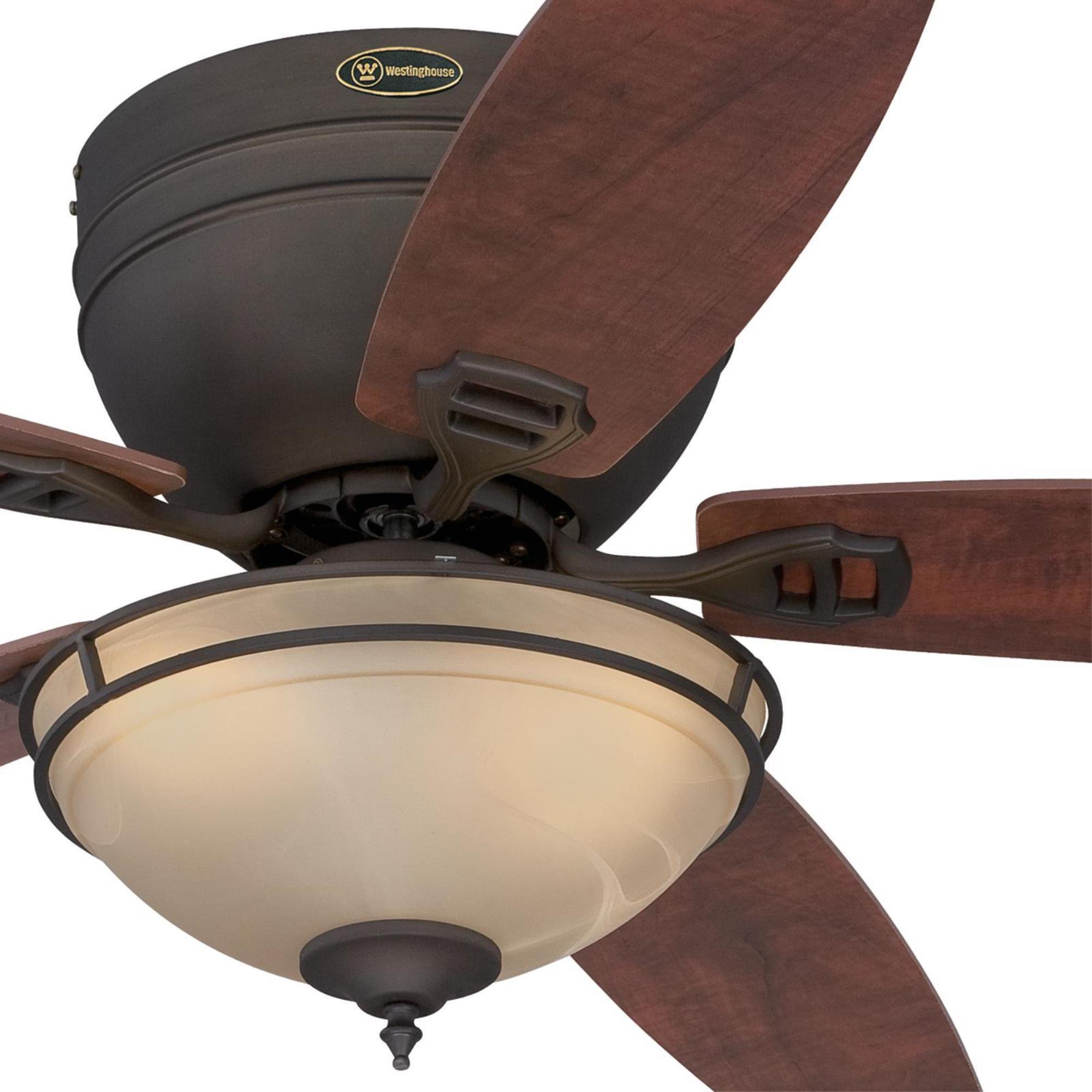 Westinghouse Lighting 7209600 Traditional Carolina LED 52 inch Oil Rubbed Bronze Indoor Ceiling Fan, LED Light Kit with Amber Alabaster Bowl
