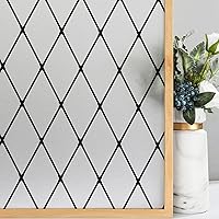 VELIMAX Frosted Black Lattice Window Film Static Cling Window Privacy Films Decorative Glass Vinyl Film for Windows Removable Sun Blocking Anti-UV 23.6x118 inches