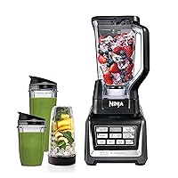 BL642 Nutri Ninja Personal & Countertop Blender with 1200W Auto-iQ Base, 72 oz. Pitcher, and 18, 24, & 32 oz. To-Go Cups with Spout Lids, For Smoothies, Shakes & More, Dishwasher Safe, Black