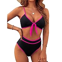 Blooming Jelly Womens High Waisted Bikini Set Tie Knot High Rise Two Piece Swimsuits Bathing Suits