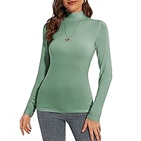 Turtleneck Women Spring Mint Green Pullover Turtleneck Sweater for Women Thermal Tops Spring(Jasmine Green, Small)