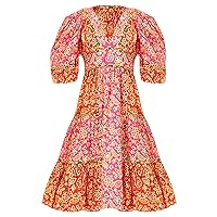 Love The Label Women's Alessandria Mix Print Tiered Midi Dress