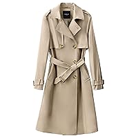 Orolay Long Trench Coat for Women with Belt Lightweight Double-Breasted Duster Trench Coat Slim Fit