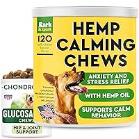 Calming Hemp Treats for Dogs + Glucosamine Dog Treats Bundle - Hemp Oil + Chondroitin, MSM, Omega-3 - Anxiety Relief + Stress Relief + Joint Pain Relief - Hip & Joint Care - Made in USA - 300 Chews