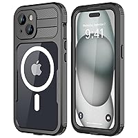 Design for iPhone 15 Plus Waterproof Case, Shockproof Dustproof Waterproof Phone Case for iPhone 15 Plus, Full Body Protective Case for iPhone 15 Plus 6.7Inch (Black)