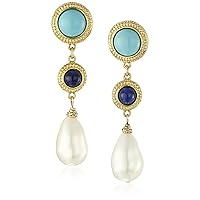 Ben-Amun Jewelry St. Tropez Pearl Drop Turquoise Gold Earrings