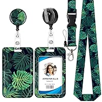 ID Badge Holder with Retractable Reel and Neck Lanyard, Cute Badges Clip Vertical Card Holders with Lanyards for Nurse Teacher Student Men Women Kid Work