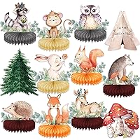 Woodland Animals Baby Shower Decorations Floral Woodland Forest Honeycomb Centerpieces Woodland Creature 3D Table Decorations for Girl Baby Shower Theme Party Supplies Favors