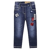 Girl's Jogg Jeans with Badges, Sizes 2-7