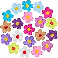 20 PCS Flower Iron on Patches, PAGOW 5 Petals Flower Applique Patch, Sew On Embroidered Applique Sewing Patches for Bags, Jackets, Jeans, Clothes DIY Patches, 2.04inchx2.04inch (W*H) 20 Colors
