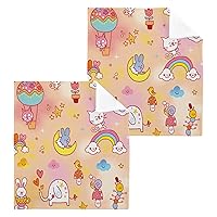 xigua Cute Animals Washcloths Set of 2-12 X 12 Inch, Fast Drying Wash Cloth for Bathroom-Hotel-Spa-Kitchen Multi-Purpose Fingertip Towels and Face Cloths