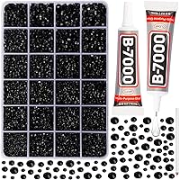b7000 Jewelry Glue with 20100Pcs Black Rhinestones Flatback for Crafts, Flat Back Black Gems Shiny Crystals Diamonds for Clothing Fabric Shoes Clothes Shirt,Rinestones Bulk Bedazzling Kit for Crafting