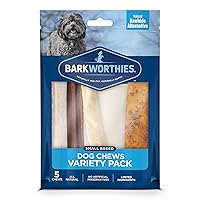 Barkworthies Healthy Dog Treats & Chews Small Dog Variety Pack (5 Chews) - Protein-Rich, All-Natural, Highly Digestible, Rawhide Alternative - Promotes Dental Health - Great Gift for All Dogs
