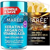 MAREE Hair & Eyes Duo - Keratin Hair Capsules and 24K Gold Eye Gels for your Stunning Look - Ultimate Eye & Hair Care Package
