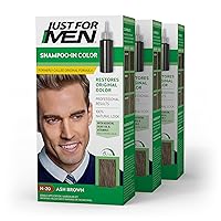 Shampoo-In Color (Formerly Original Formula), Mens Hair Color with Keratin and Vitamin E for Stronger Hair - Ash Brown, H-20, Pack of 3