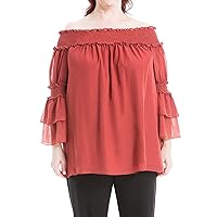 Max Studio Women's Plus Size Off Shoulder Tier Sleeve Top