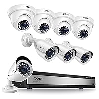 ZOSI H.265+ 1080p 16 Channel Security Camera System, 16 Channel DVR Recorder and 8 x 1080p Weatherproof Surveillance CCTV Bullet Dome Camera Outdoor Indoor, 80ft Night Vision, 90° View Angle (No HDD)