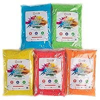 Holi Color Powder 1lb Bags - 5 Pack - All-Natural, Washable, Non-Toxic, for Festival of Colors, Color Run, Gender Reveal & Parties