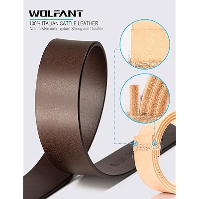 WOLFANT Reversible Leather Belt,100% Italian Full Grain Real Solid