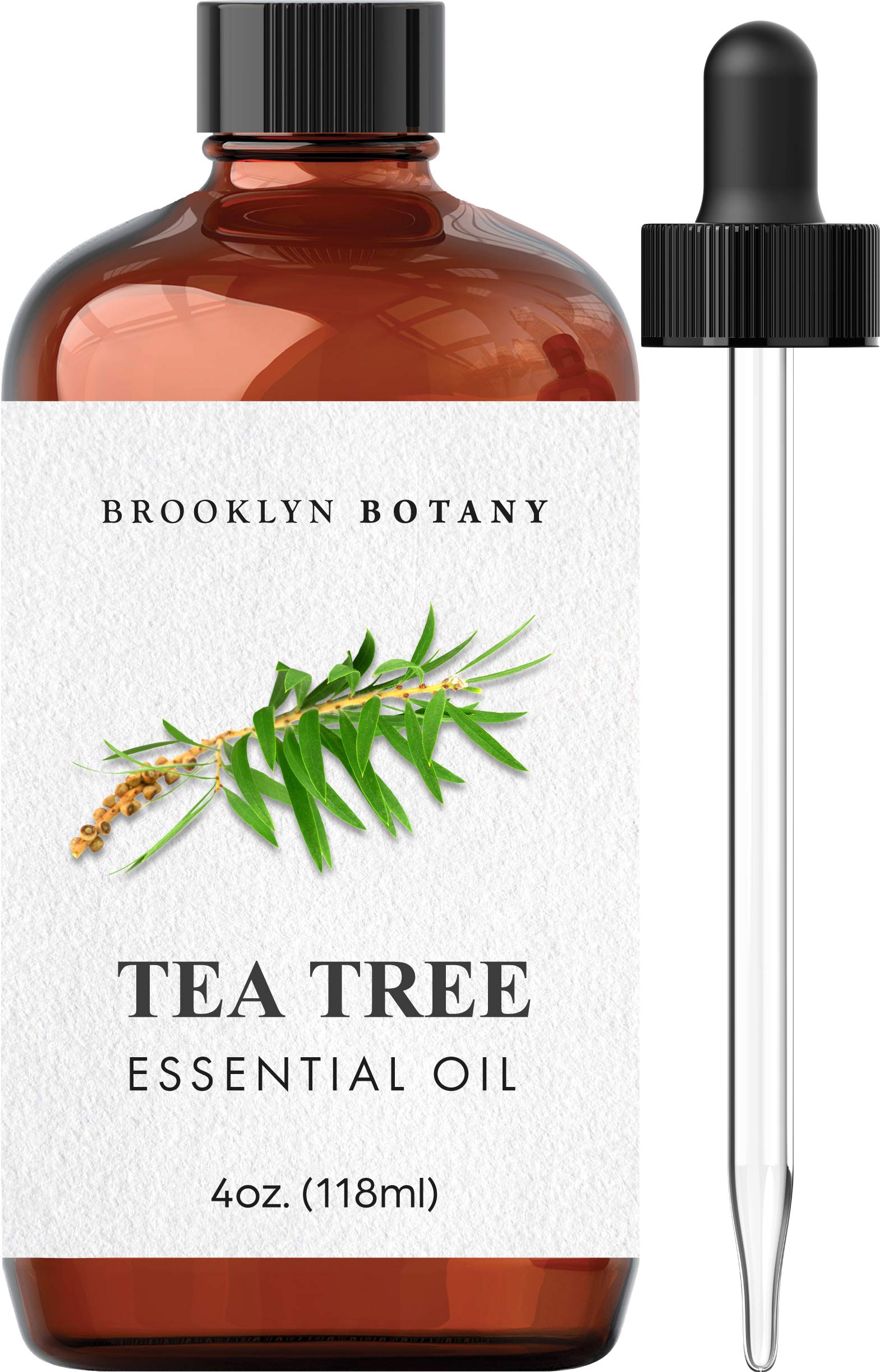 Brooklyn Botany Tea Tree Essential Oil & Lemongrass Essential Oil Set – 100% Pure & Natural – 4 Fl Oz Therapeutic Grade Essential Oil with Glass Dropper - Essential Oil for Aromatherapy and Diffuser