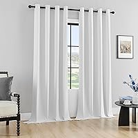 Joydeco Solid White Blackout Curtains 120 Inches Long, Extra Long Black Out Curtains 108 Inch Long for Living Room Bedroom, Total Room Darkening Curtains Drapes for Windows with Grommets