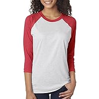 Next Level Unisex 3/4-Sleeve Raglan T-Shirt, Vintage Red/HTHR Wht, XX-Large