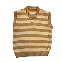 Girl's Striped Vest 12-24 Mo. Brown/Beige