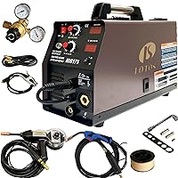LOTOS MIG175 175A MIG Welder with Aluminum Spool Gun - Advanced Auto MIG Synergistic Setting, Voltage Fine Tuning, Gas MIG Welding & Gasless Flux Core MIG Welding - Brown, 240V
