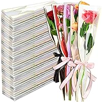 Kosiz 1000 Pcs Single Flower Sleeve Bouquet Bags Single Rose Wrapping Bags Plastic Flower Packaging Bags Rose Packaging Bags for Florist Christmas Valentine Wedding Mother's Day(Simple, 5 x 1.6'')