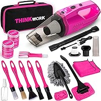 Pink Portable Vacuum Kit, Car Cleaning Kit with 8000PA Cordless Rechargeable Handheld Vacuum Cleaner,Car Interior Detailing Brush Set, Car Accessories for Cleaning, Gift for Women