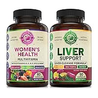 Womens Daily Multivitamins & Liver Cleanse Detox Repair Formula (One Bottle Each) - Supports Holistic Wellness, Energy Boost, Focus & Liver Health. Made in The USA.