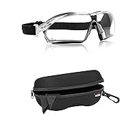 NoCry Lightweight Safety Goggles with Wrap Around Lenses, Vanguard Plus Anti Fog and Anti Scratch Coating & Storage Case for Safety Glasses, Reinforced Zipper and Handy Belt Clip