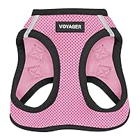 Voyager Step-in Air Dog Harness - All Weather Mesh Step in Vest Harness for Small and Medium Dogs and Cats by Best Pet Supplies - Harness (Pink/Black Trim), XX-Small