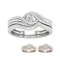 10k Gold 3/8Ct TDW Diamond Halo Engagement Ring Set (I-J,I2)