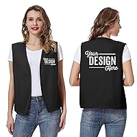 TopTie Custom Volunteer Vest No Buttons Unisex Work Vest Logo Imprint for Restaurant Supermarket Clerk Activity