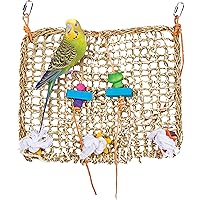 Penn-PLAX Bird-Life Naturally Weaved Seagrass Mat for Birds – Great for Playing, Climbing, and Exercising – Cotton Ropes & Wood Toys