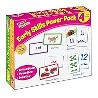 Trend Enterprises: Early Skills Power Pack, 4 Flash Card Set Includes Rhyming, Alphabet, Shapes & Colors, Counting 0-25, Self-Checking Design, for Ages 3 and Up