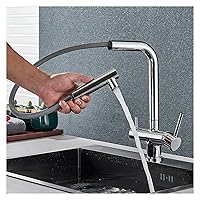 Black Water Filter Kitchen Faucet Pull Out Spray 360 Swivel Dual Sprayer/2 in 1 Drinking Water Faucet Hot & Cold Mixer Sink Faucet,Kitchen Faucet