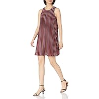 Adrianna Papell Women's Plus Size Pleated Stripe A-LINE Dress, Red Multi, 14