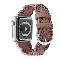 Secbolt Leather Bands Compatible with Apple Watch Band 38mm 40mm 41mm 42mm 44mm 45mm iWatch Series 9 8 7 SE 6 5 4 3 2 1, Breathable Chic Lace Leather Strap for Women