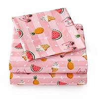 1500 Supreme Kids Bed Sheet Collection - Twin XL Sheets Bed Sheets Kids Bedding Sets for Girls Boys Toddlers with Extra Long Fitted, Flat, and Pillowcase, Twin XL, Summer Fun Pink (Pack of 12)