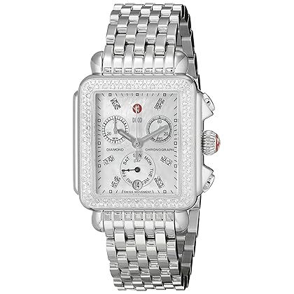 MICHELE Women's MWW06P000099 Deco Analog Display Swiss Quartz Silver Watch