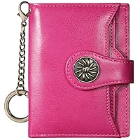 Travelambo Rfid Wallet Women Leather Bifold Compact Small Wallet for Women (Rose Red)