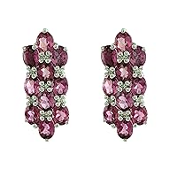 Pink Tourmaline Natural Gemstone Oval Shape 925 Sterling Silver Uniqe Drop Dangle Earrings