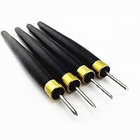 4pcs Printmaking Print Mezzotint Copperplate Woodcut Resin Board Intaglio Point Engrave Etching Leathercraft Carving  Needle Pen Scraper Scriber Groove Lineation Tracer Presser Burnisher Tool Set